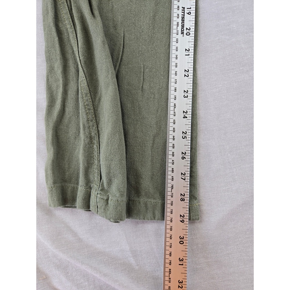 Cali 1850 Womens Medium Olive Green Linen Blend Wide Leg Drawstring Pants 2108 - Picture 6 of 11